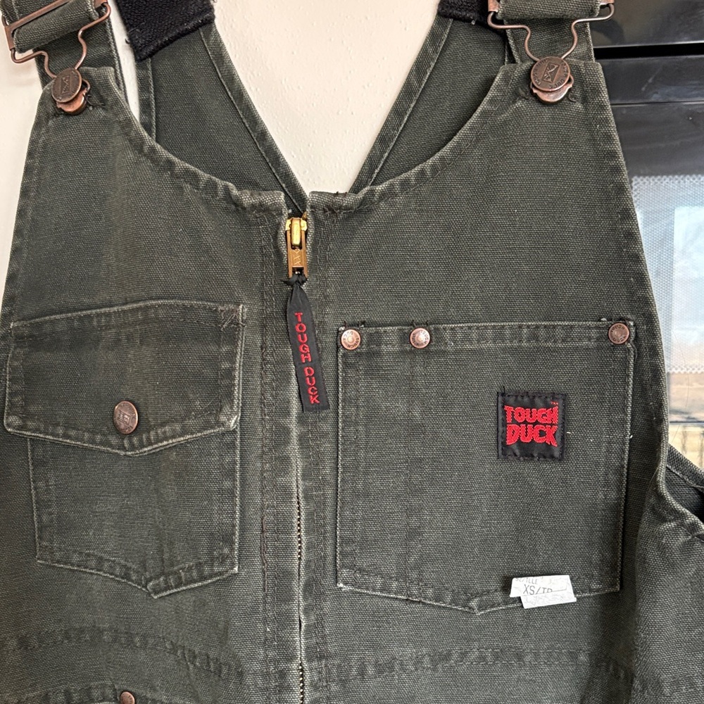 Tough Duck Women's Olive Green Zip-Front Overalls